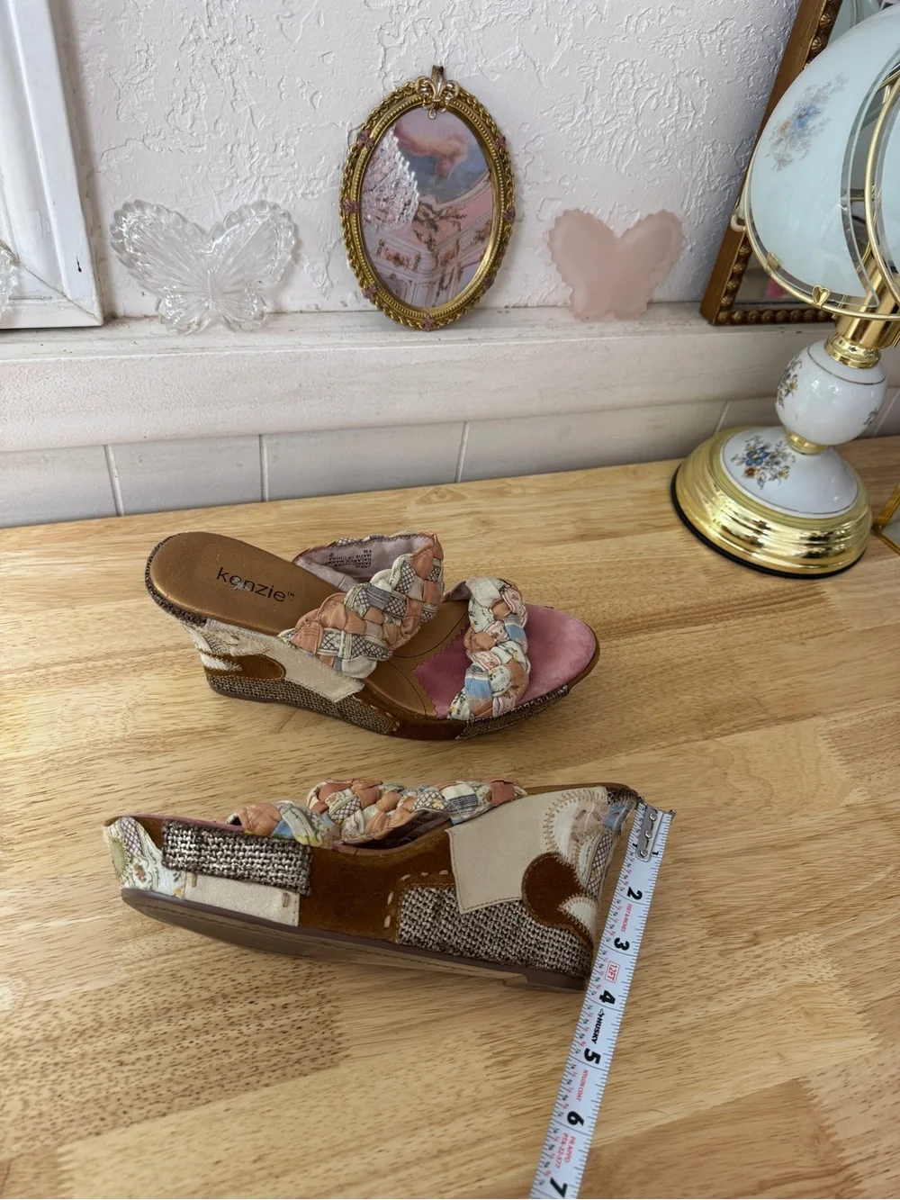 2000s Dreamy Whimsical Kenzie Patchwork Braided Platform Wedges Size 9 Y2K Fairy